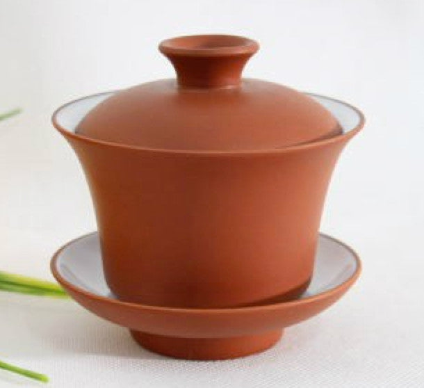 TEAWARES - Gaiwan - brown Yizing 'purple' clay with white glazed inside - 120 ml